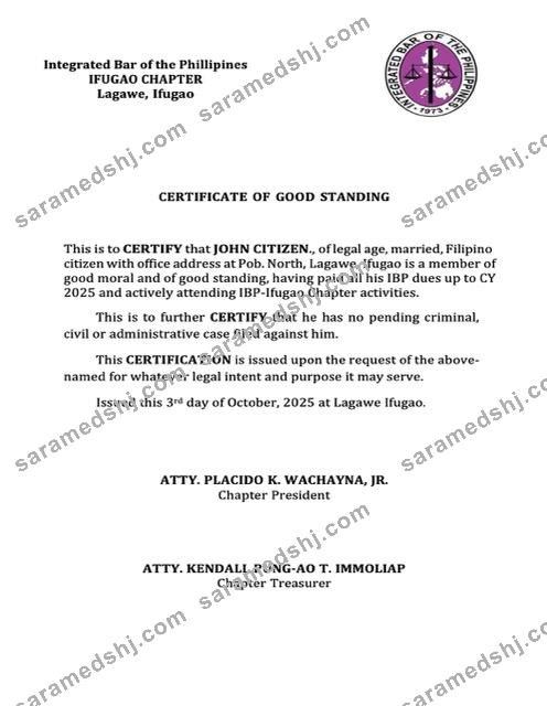 Philippines certificate of good standing Word and PDF template, version 7